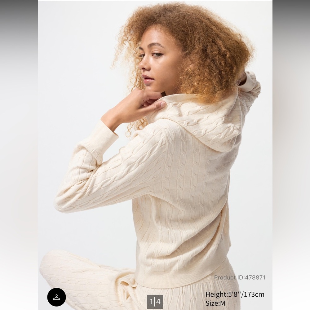 Uniqlo Women's Washable Knit Cable Hoodie